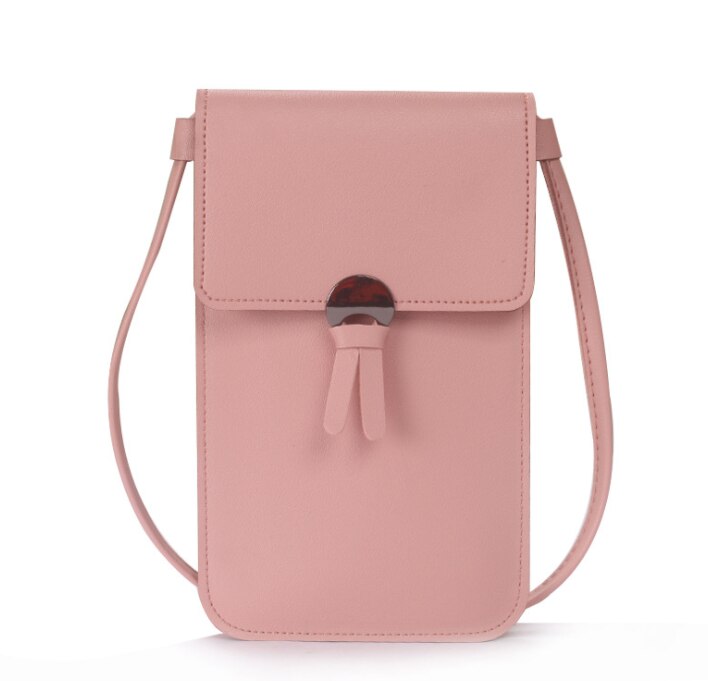 Cartera de bolsillo para exteriores para mujer, bolso cruzado decorativo con forma de corazón, pantalla táctil para teléfono móvil: pink 1