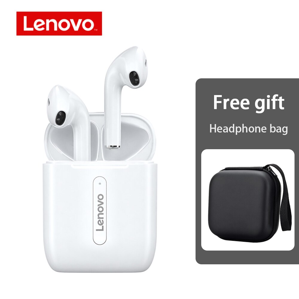 Lenovo-auriculares inalámbricos X9 con Bluetooth 5,0, cascos deportivos a prueba de sudor con Control de dos toques, HD, para Android e iOS: white with case