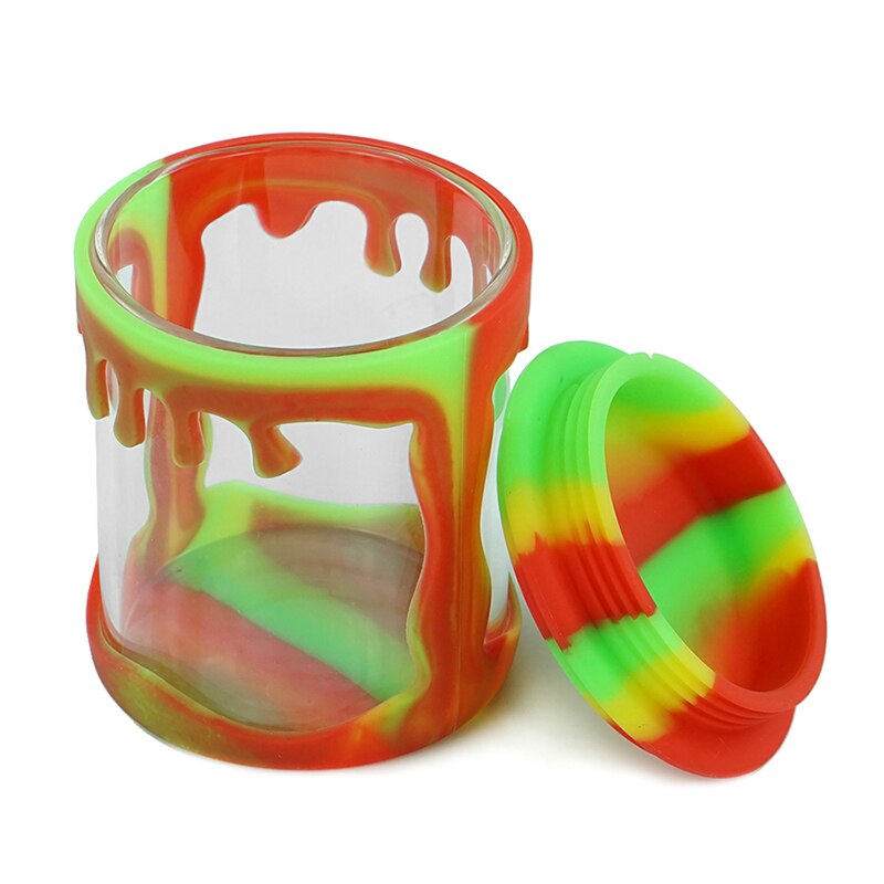 100ml Glass Bottle Container with Silicone Lid Food-grade Silicone Glass Container Jar Novelty Glass Jar Glow in Dark