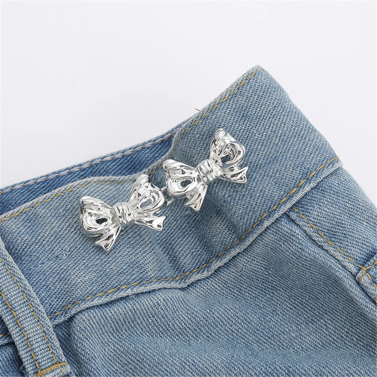 1 paire de boutons en jean, Clips réglables pour pantalons, jupes, tendeur de taille, boucle, bouton-pression, broche de pantalon, bouton rétractable: Pistolet En Métal