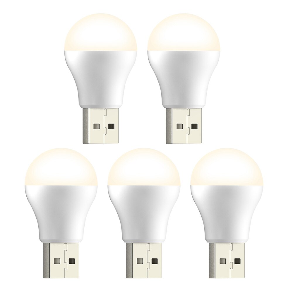 Usb Plug Nachtlampje Draagbare Usb Kleine Boek Lampen Led Leeslamp Oogbescherming Bureaulamp Voor Huishouden Nachtkastje Slaapkamer: 5Pcs Warm