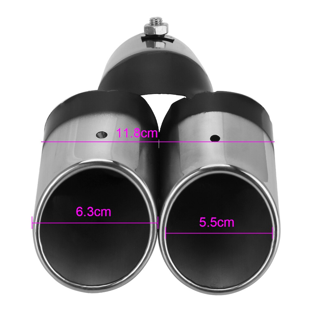 Bil udstødning lydpotte rør hale rustfrit stål buet dobbelt stikkontakt universal bil dekoration krom hale rør tilbehør