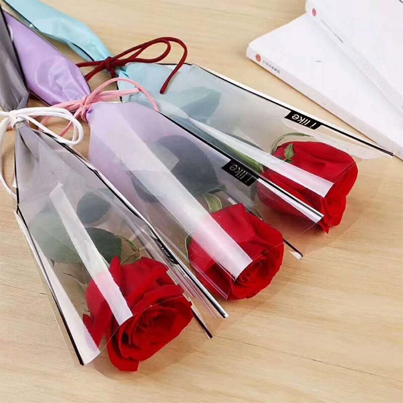 5Pcs Single Boeket Bloem Verpakking Zakken Gradiënt Kleur Inpakpapier Case Bloem Verpakking Voor Valentijnsdag Wedding