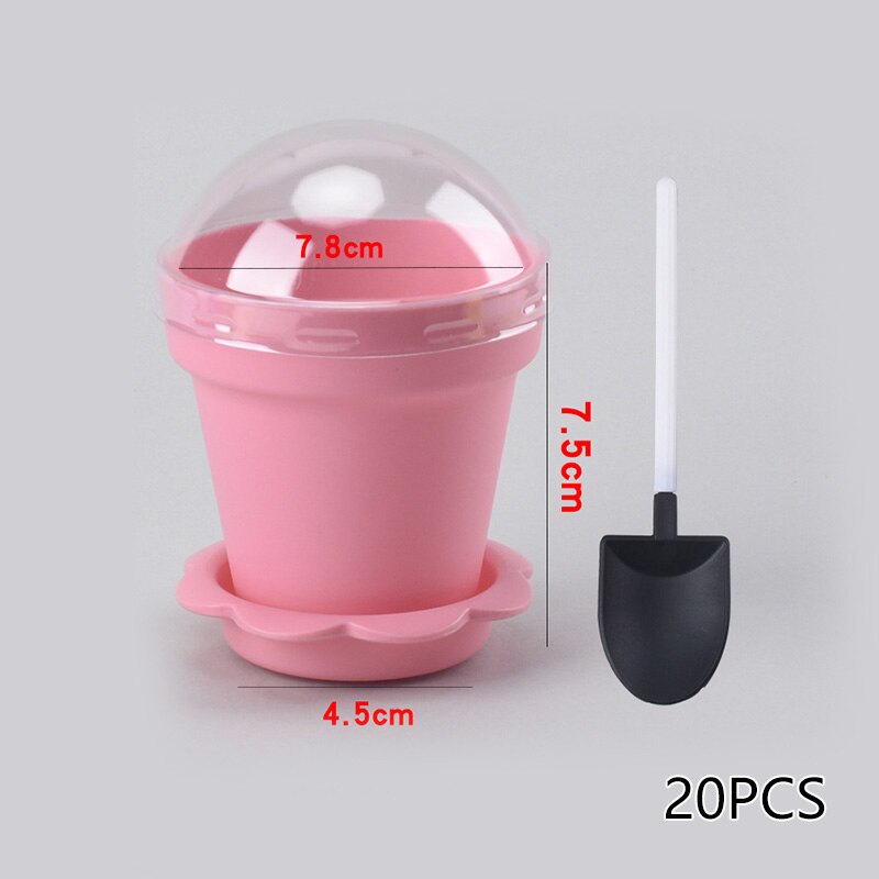 20sets Plastic Pot Cake Pudding Disposable Cups Dessert Fruit Cake Cup For Birthday Wedding Party Pudding Ice Cream Cup With Lid: Pink