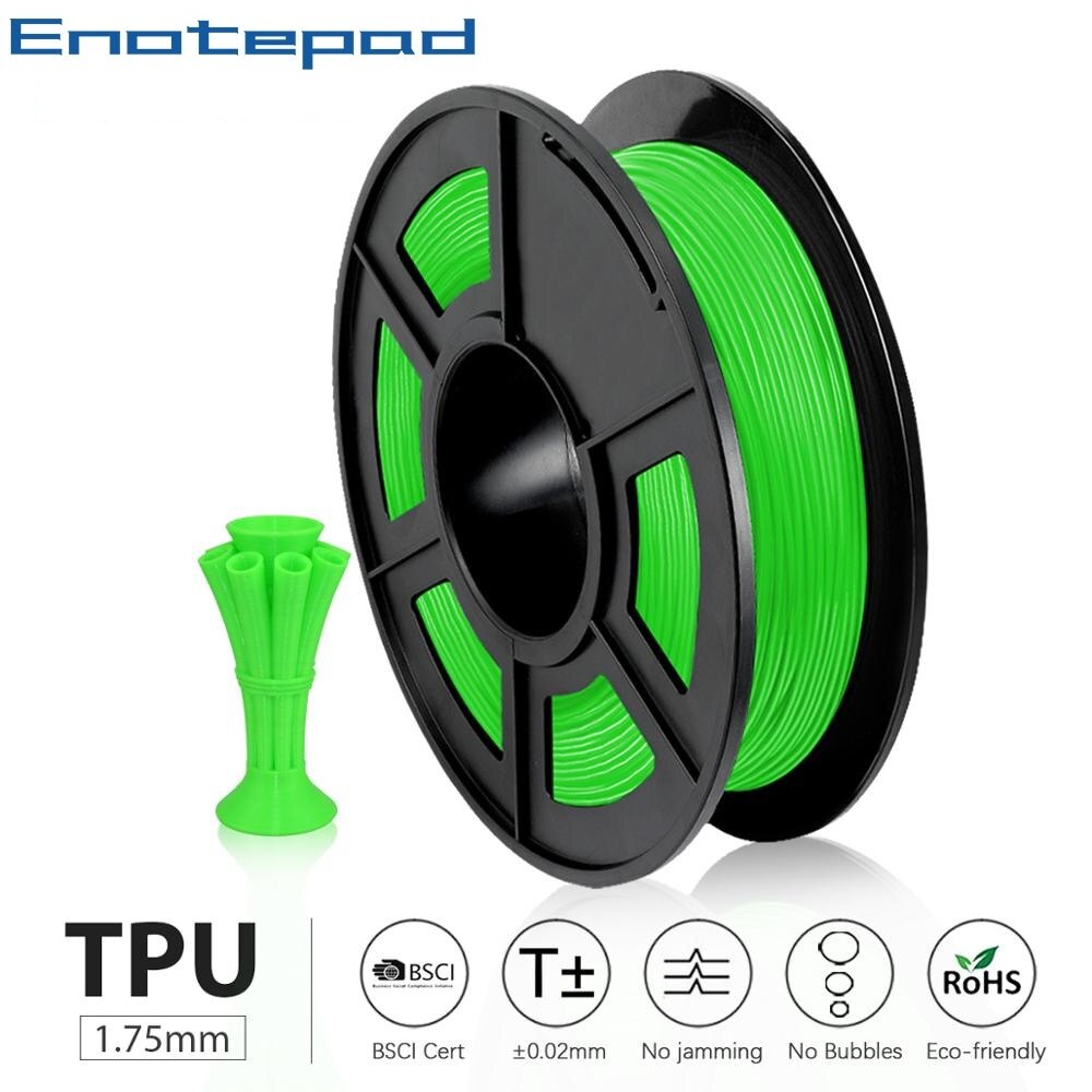 Enotepad TPU Flexible Filament 1.75mm 0.5 Kg Colorful 3d Printer High Filament With Vacuum Packaging For FDM 3d Printer: FLEXIBLE-GREEN