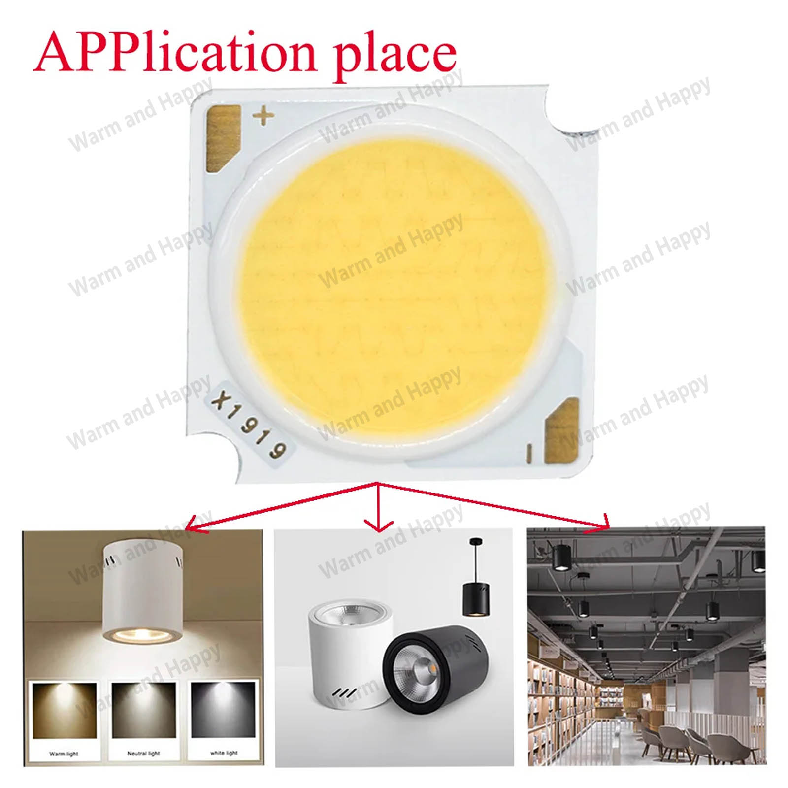 10W 20W 30W 40W 50W 10pcs LED COB LED Light-Emitting Diode Bridgelux Bead DC30-33V 19*19mm For Spotlight Downlight Light Source
