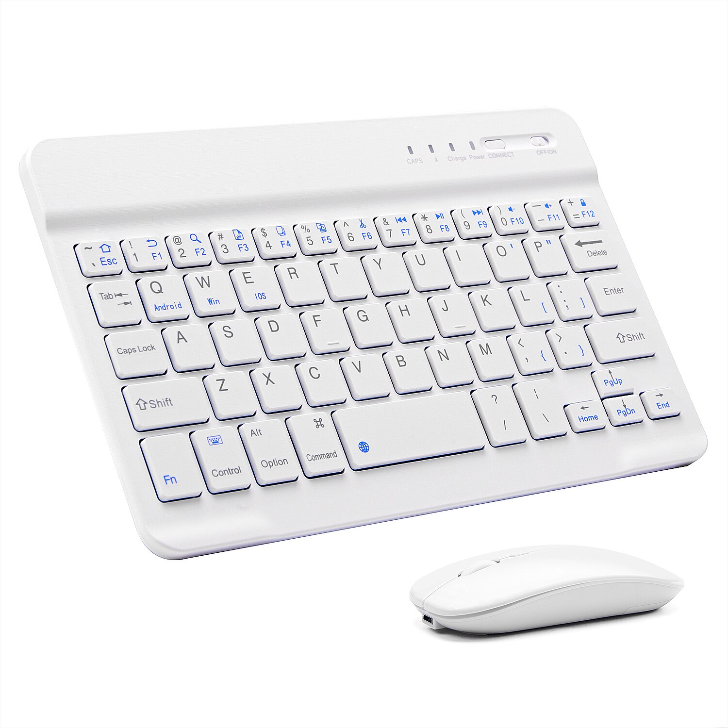 Pink Wireless Bluetooth Keyboard and Mouse Mini Spainish Keyboard Bluetooth Keyboard for Tablet IOS Android IPhone Ipad Keyboard: 7in-white-Set