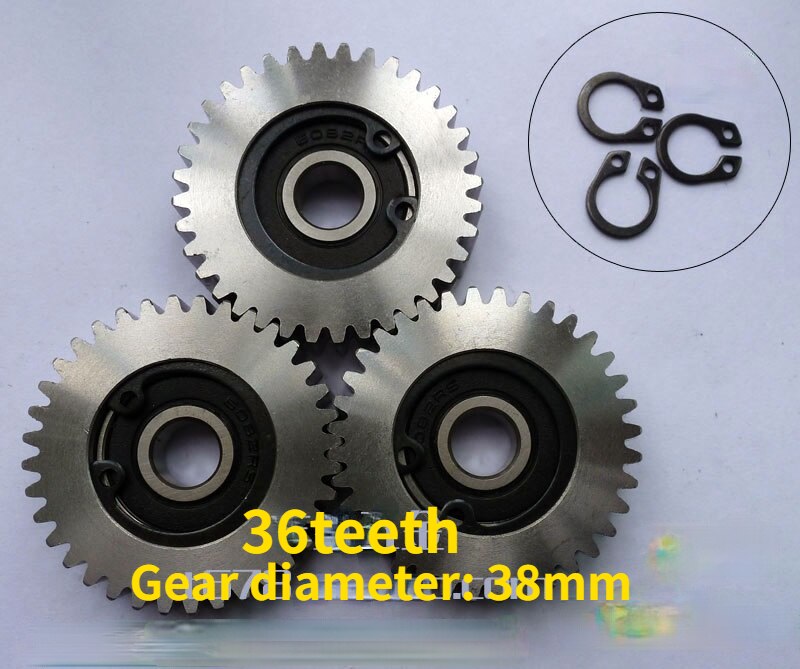 3pcs auto elettrica bicicletta veicolo ingranaggio carrello al litio acciaio metallo ruota dentata cuscinetto 608Z 8MM foro interno 23/27/28/31/36 denti: 3pcs 36teeth