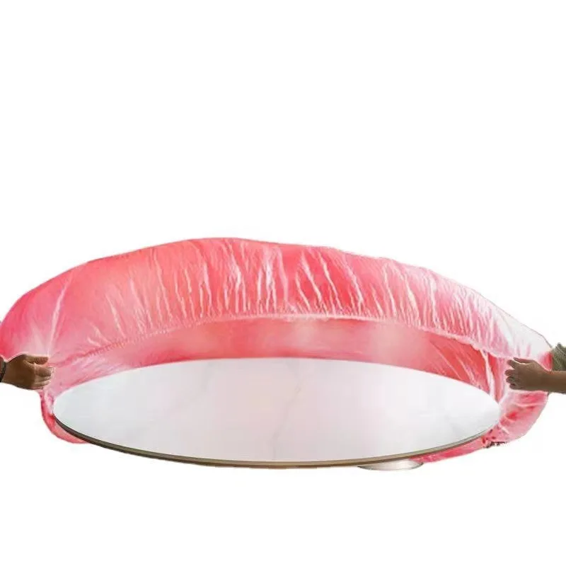 Waterproof Round Transparent Elastic Edged Table Cover PVC Simple Convient Kitchen Catering Protector Tablecloth: L / Fluorescence Yellow