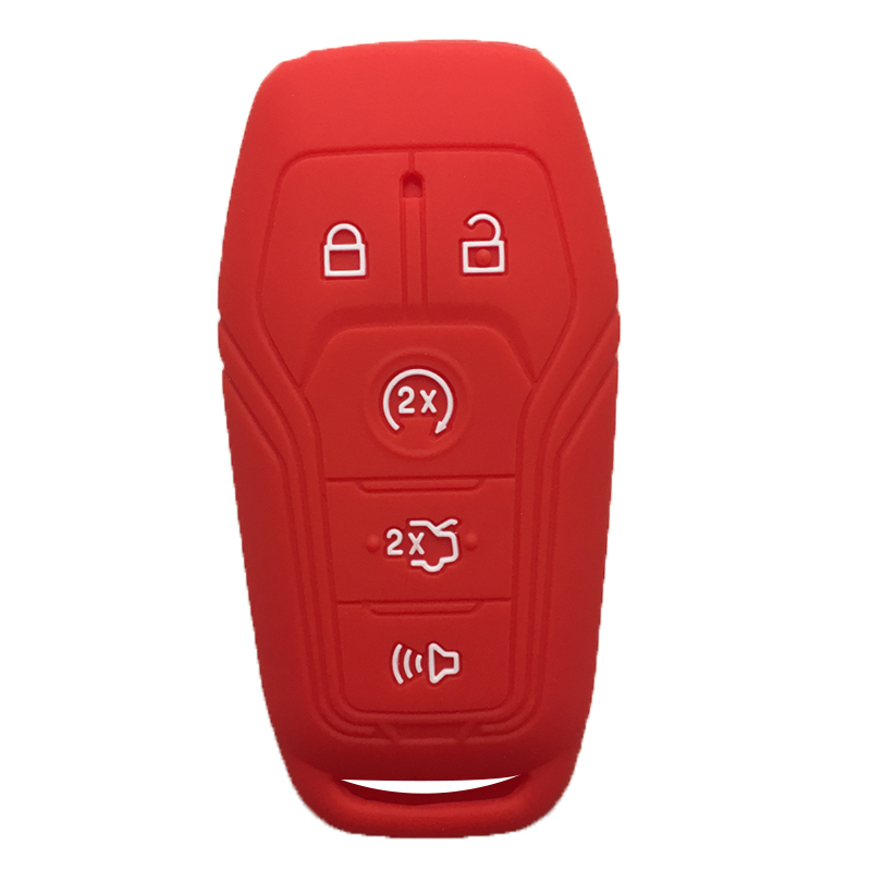 Silica Gel Flip Key Cover Cap for FORD EDGE EXPLORER Fusion Mustang F150 for Lincoln MKZ MKC Keys Case for Keychain Alarm: red