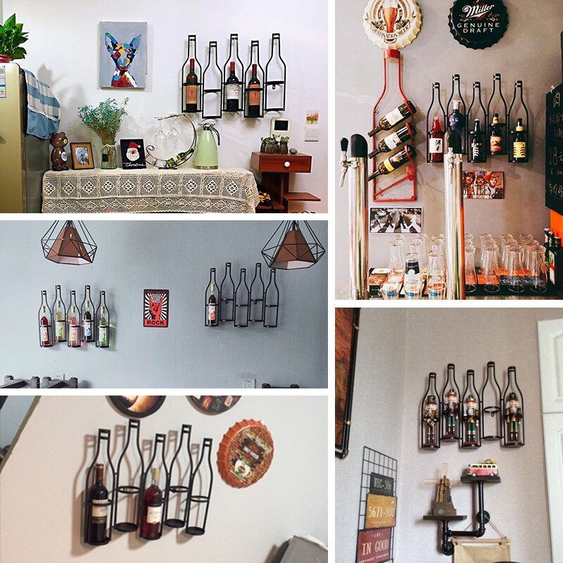 Style industriel américain fer suspendu casier à vin matériel barre de sécurité maison salon barre comptoir tenture murale casier à vin vieux cra
