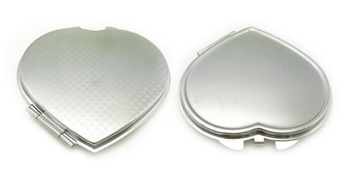 Espejo de maquillaje portátil de acero inoxidable para mujer, accesorio de mano de bolsillo, plegable, Doble espejo, pequeño de varias formas, 1 ud.