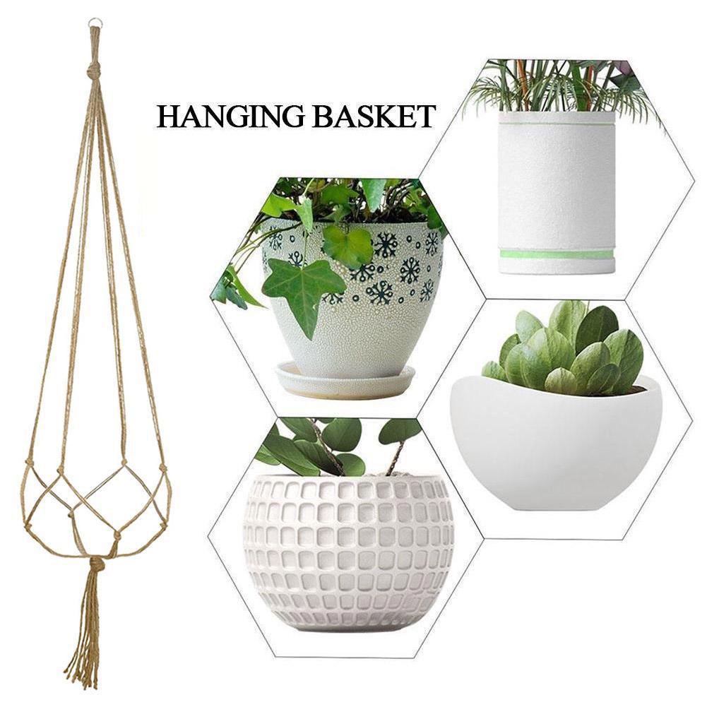 Macramé colgador de plantas, cestas, soporte para macetas, balcón, colgante de pared, decoración de macetero, cuerda de elevación anudada, suministros de jardín para el hogar