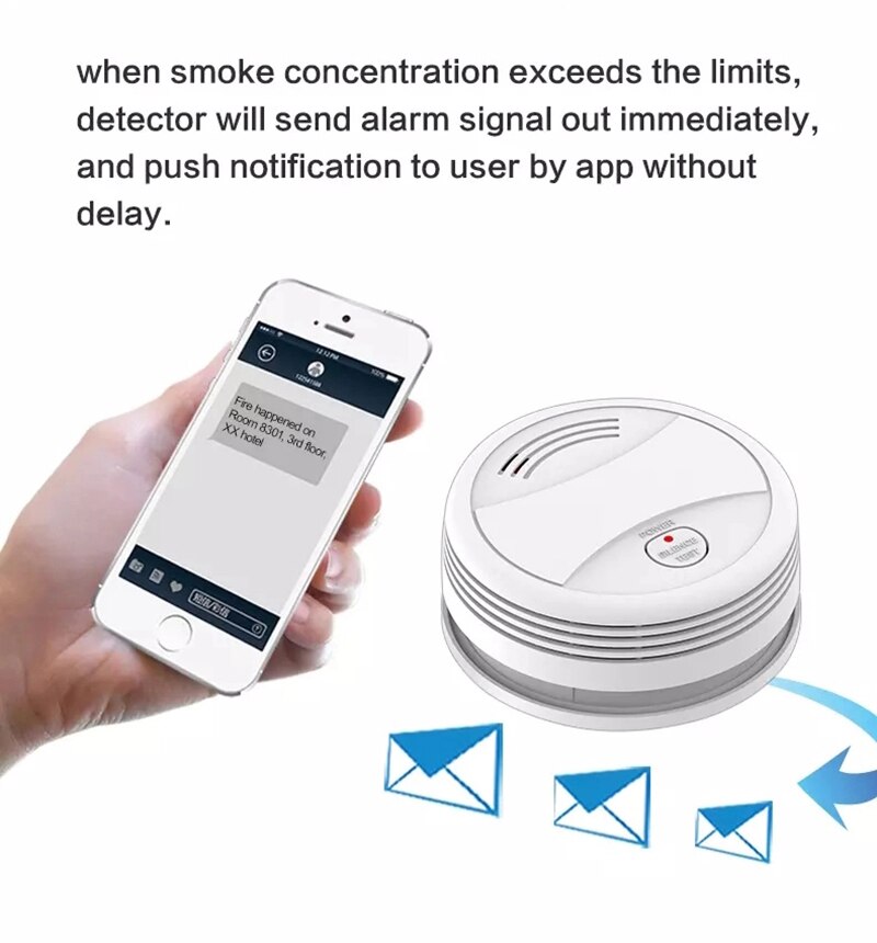 Tuya WIFI Smoke Detector Fire Protection Alarm Sensor Independent Wireless Battery Operated Smart Life Push Alert Home Security