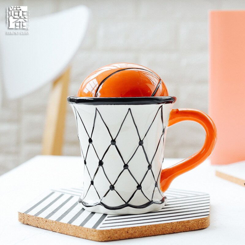 Tasse de basket-ball créative en céramique, petit-déjeuner, motif dessin animé, pour enfants, joli, pour le lait, le café