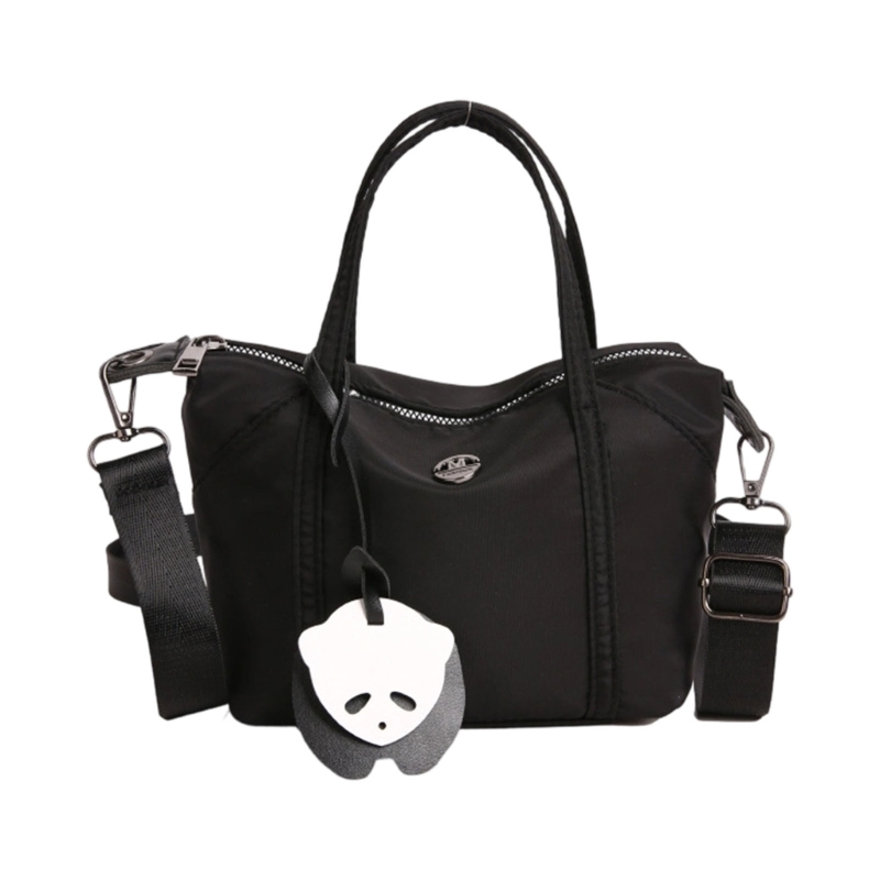 Shoulder Bag Nylon Purse Clutches Shoulder Toted Handbag with Zipper Closure Women Crossbody Bag with Removable Strap: black