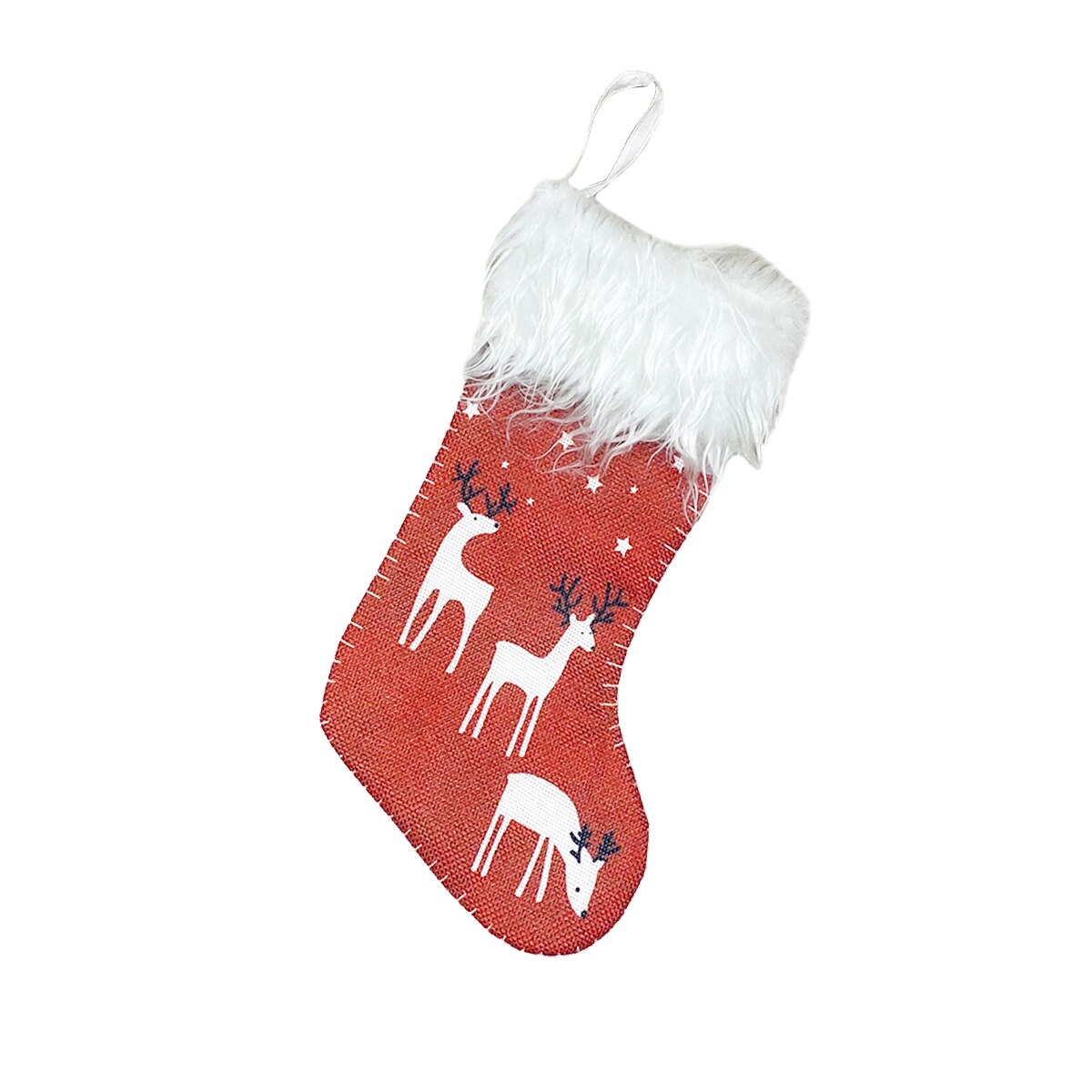 10PC /set Small Size Christmas Stockings Cute Elk Printing Christmas Stockings Festival Decoration: A