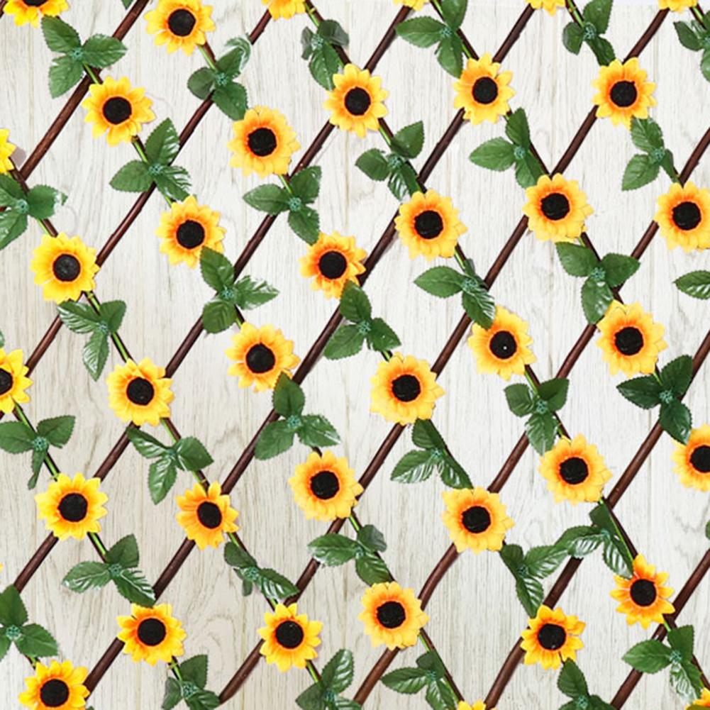 Expanding Trellis Fence Retractable Fence With Artificial Sunflower Leaves Plant Fence UV Privacy Screen For Garden Home Decor