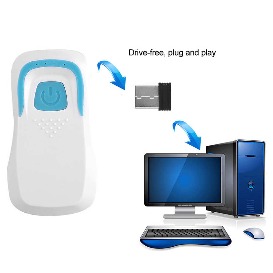 Bluetooth RFID Card Reader Wireless Code Scanner with 5 Cards(White IC 13.56Mhz)