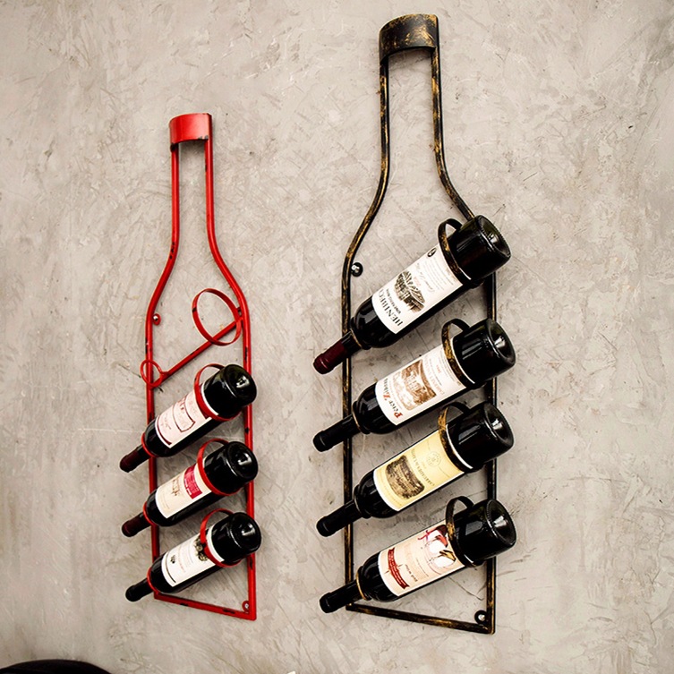 Repisa de hierro para colgar botellas de vino, marco de pared decorativo de metal, accesorios para bar, bares, champán, ideas europeas
