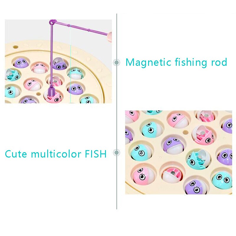 Magnetyczny tort wędkarski garnitur dziecko muzyka wczesna edukacja elektryczna, obrotowa kotek Wędkarstwo puzzle zabawki prezent dla dzieci