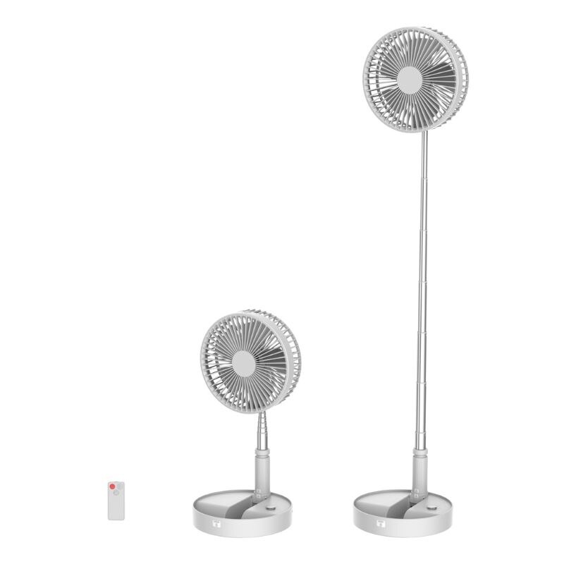 7200mAh Folding Telescopic Floor Desk Fan Remote Control Timing Air Cooler 4 Speed Rechargeable USB Fan for Home Outdoor Camping
