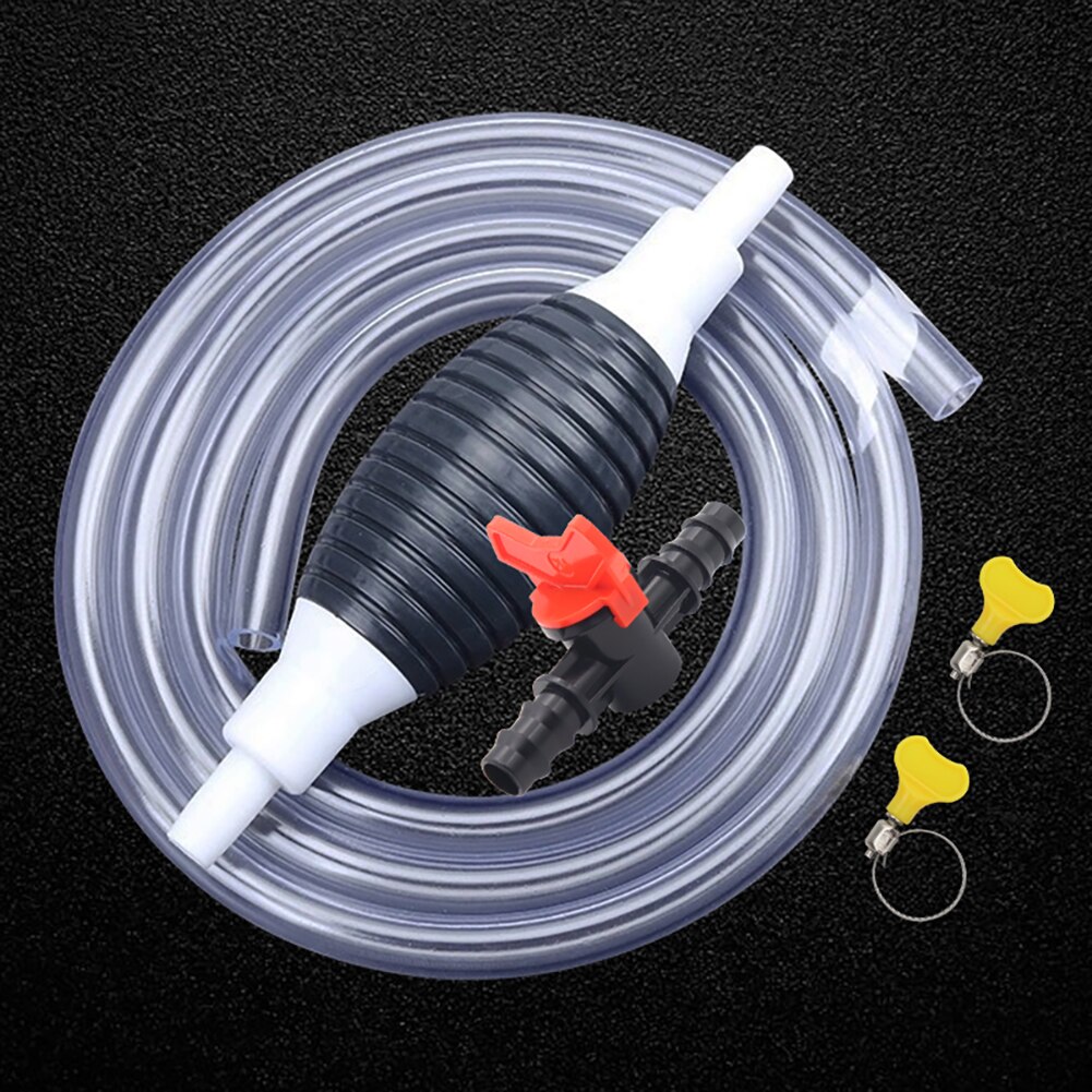 VODOOL Car Auto Truck Gasoline Siphon Hose Gas Oil Water Fuel Transfer Siphon Pump Hand Primer Bulb with 2 PVC Hoses + Valve