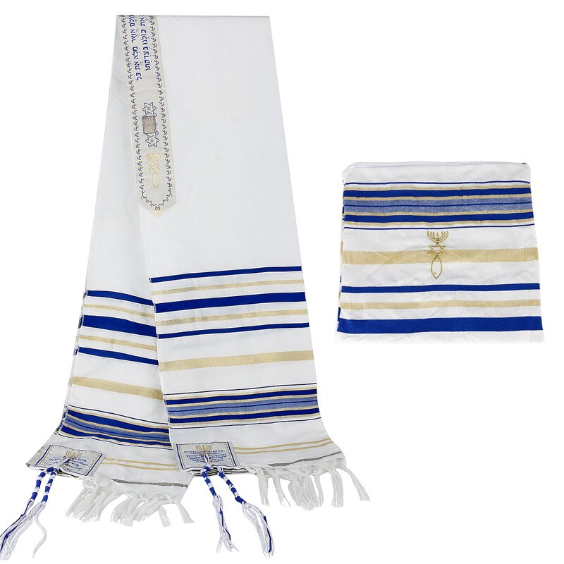 5 Colors Messianic Jewish Israel Tallit Prayer Shawl Scarfs with Talis Bag for Men Women 180*50cm: Blue