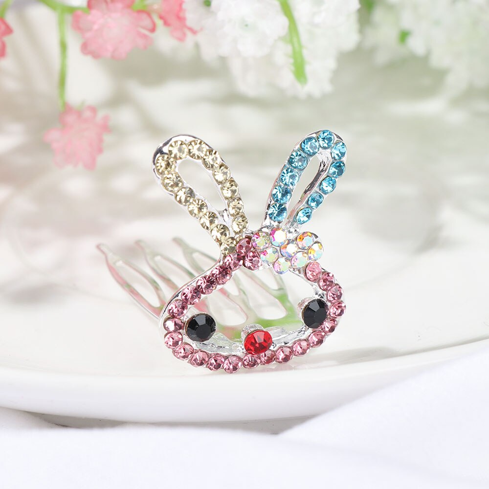 Lovely Mini Tiara Crystal Rabbit Princess Crown Comb Party Costume Accessory Girls Kids Birthday Children's Headwear