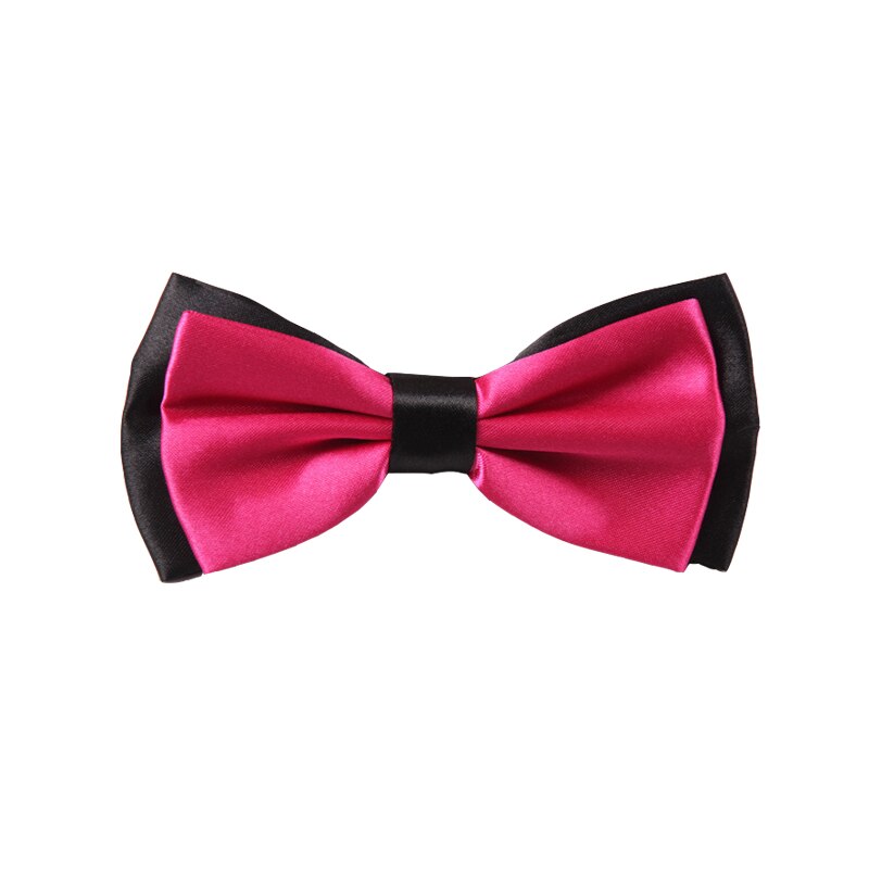 Adult Bowtie Classic Man Wedding Party Formal Satin Silk Multicolor Adjust Neck Bow tie style Clip-On: Hot Pink