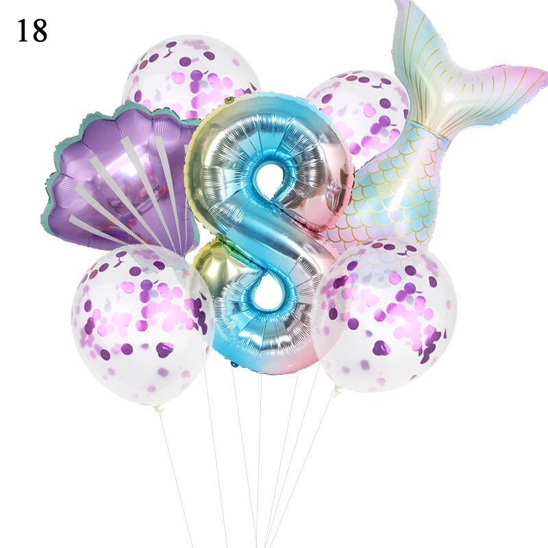 Birthday Party Balloon Decoration Mermaid Birthday Party Decor Number Balloon Decortion For Kids Little Mermaid Party Balloon: 18