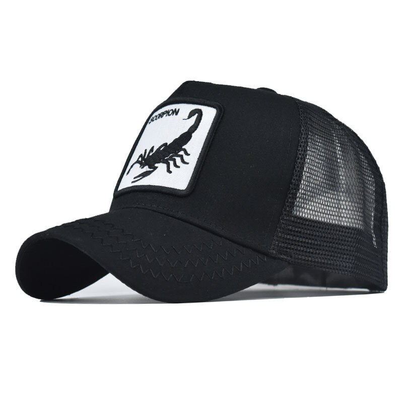 Schorpioen dier mesh geborduurd honkbalpet mannen en vrouwen pet hiphop pet