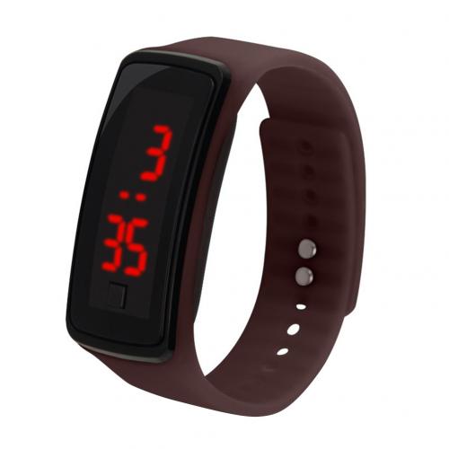 Kids Digital Watch Kids Sport Silicone Adjustable Band LED Screen Electronic Digital Wrist Watch Bracelet Clock montre enfant: Coffee