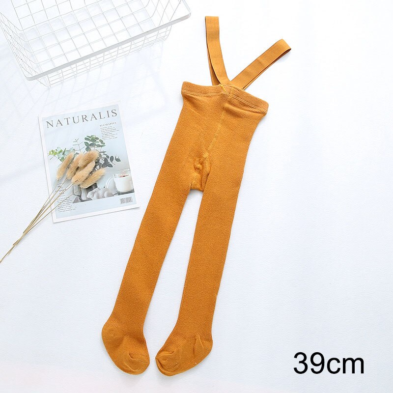 1 pz 39CM vita alta cotone pettinato colore puro cintura incrociata Leggings bambino collant pantaloni neonati traspiranti per bambina: ginger yellow