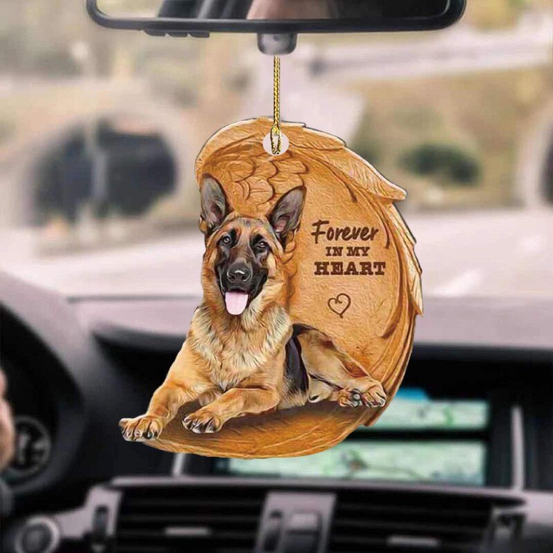 Pendentif ailes d&#39;ange chien, ornement de voiture mignon pendentif ailes de chien, sac à dos automobile, dessin animé porte-clés pour décoration de rétroviseur: B