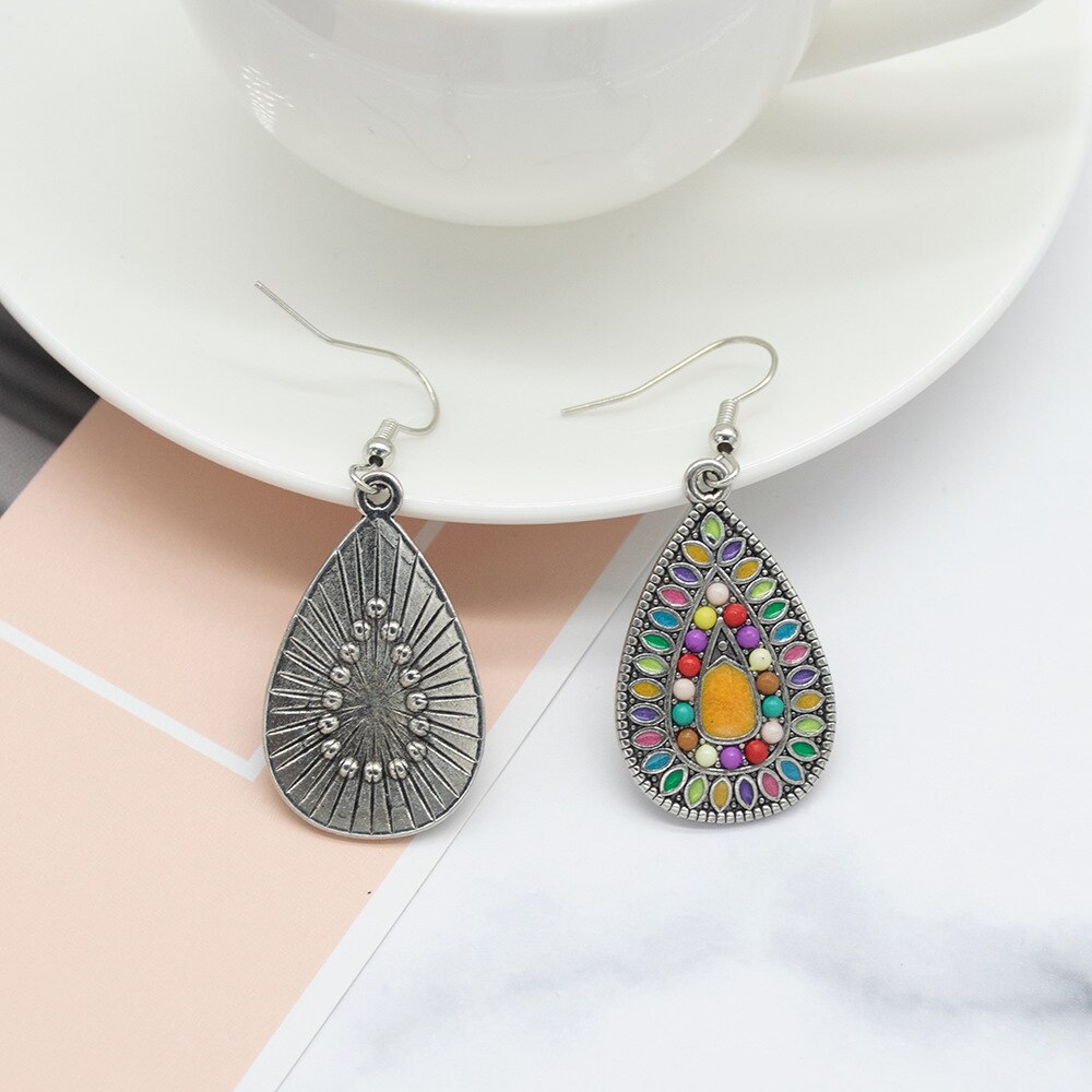 Ethnic Earrings Colorful Enamel Beads Boho Jewelry Statement Turkish Big Waterdrop Earrings Party Christmas 1E1166