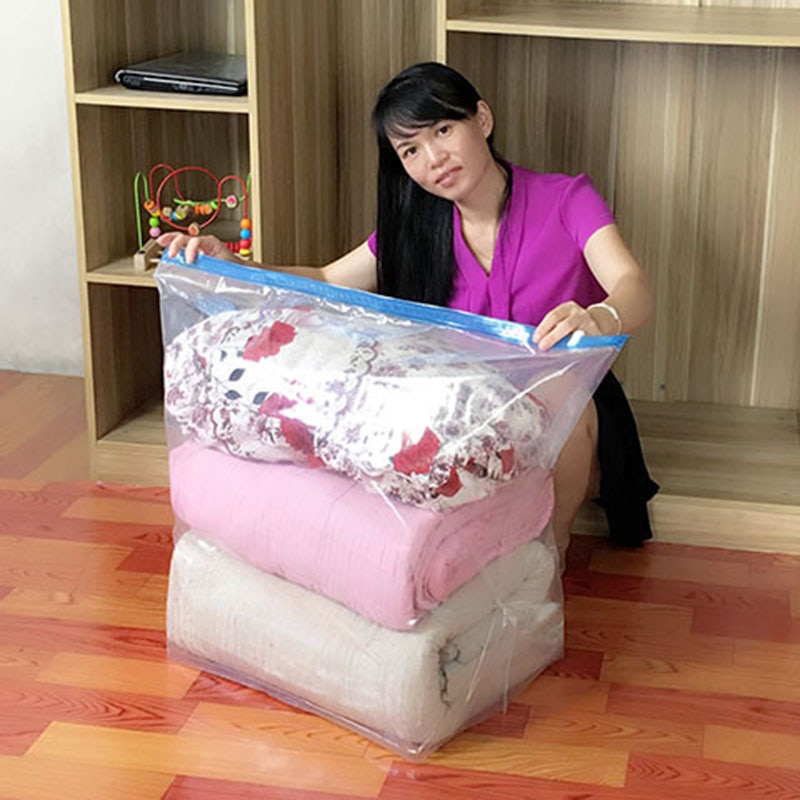 Cube High Capacity Vacuum Bag Package Compressed Organizer for Quilts Clothes Transparent Space Saving Seal Foldable Storage Bag