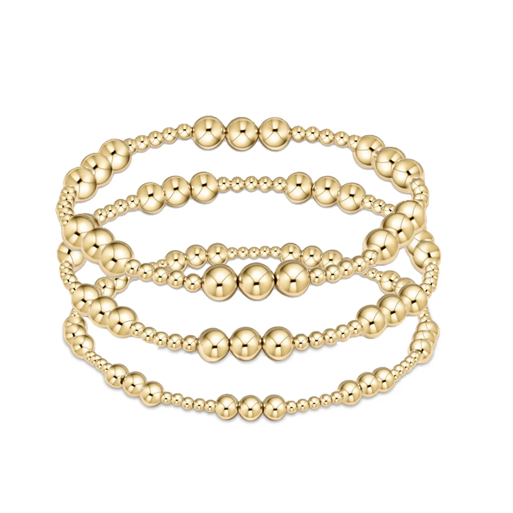 Kkbead 18 k banhado a ouro pulseira frisada pulseiras para mulheres jóias à prova dwaterproof água estiramento pulseras mujer femme