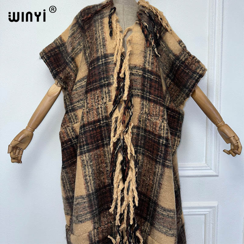 WINYI-cárdigan con estampado clásico africano para mujer, abrigo holgado de , kimono y cálido, invierno