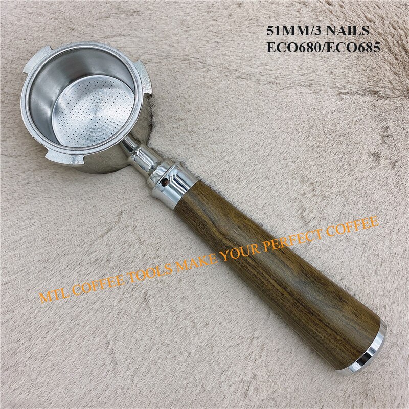 EC680/EC685 Bottomless Portafilter 51MM for Delonghi dedica machine Filter Replacement Filter Basket بورتافلتر ديلونجي Espresso: black handle 3 nails