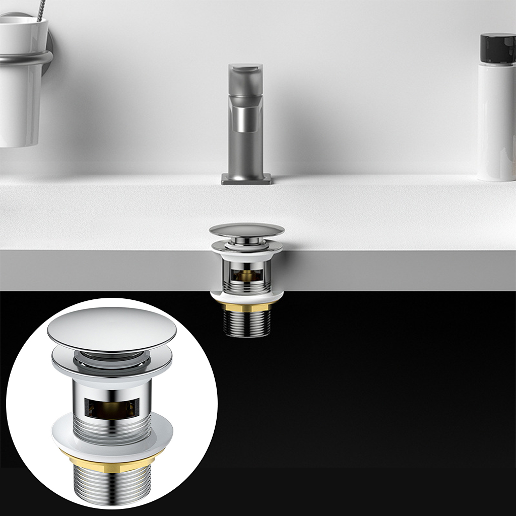 Sink Drain Stopper Bathroom Drain Stainless Steel Anti-Clogging for Vessel Sink Lavatory Vanity Sink Drain: L with Overflow