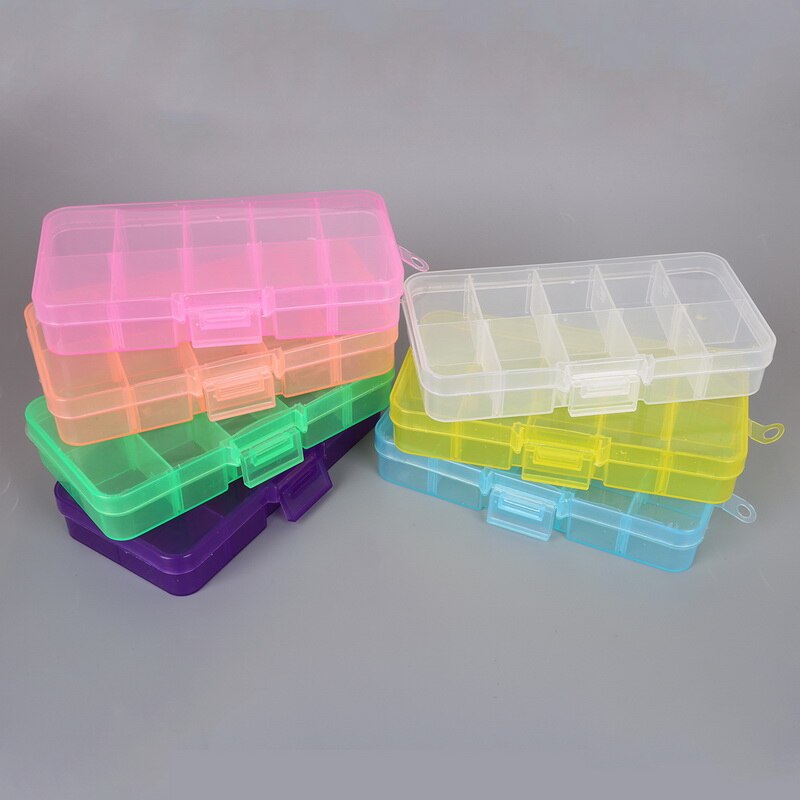 10 Zellen DIY Organizer Box 7 Farben Transparente Farbe Spaltbaren Kunststoffboxen