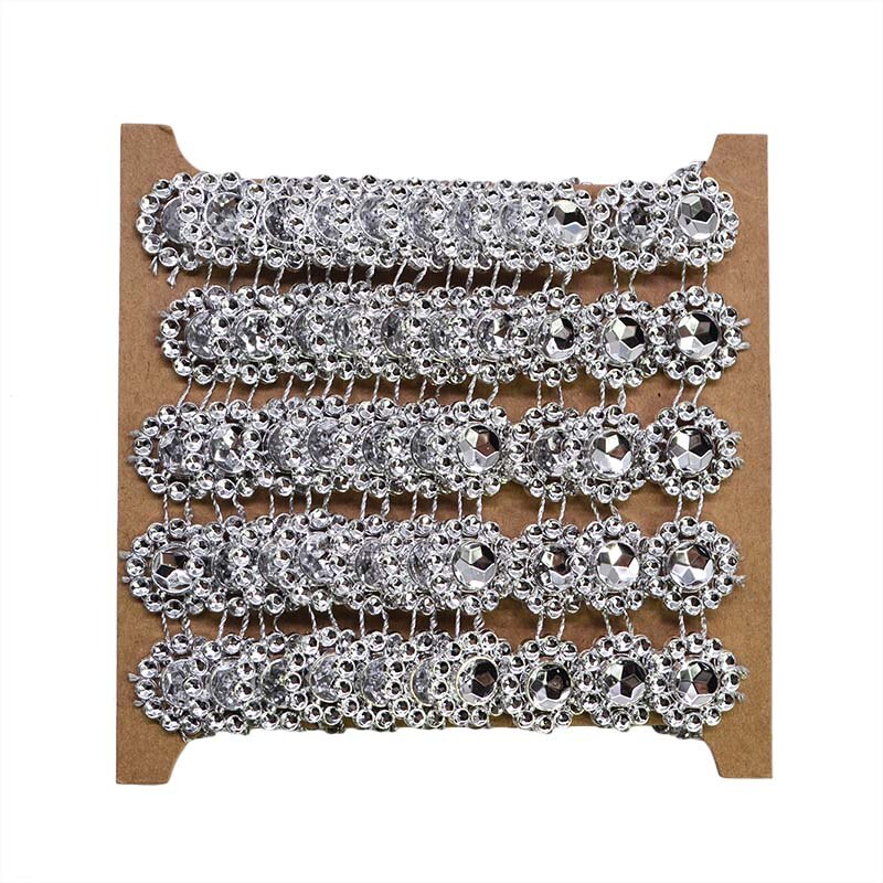 2 yards 15mm vintage sølv diamant kæde gnistre rhinestone krystal bånd trim til bryllup centerpiece dekorationer diy håndværk 8