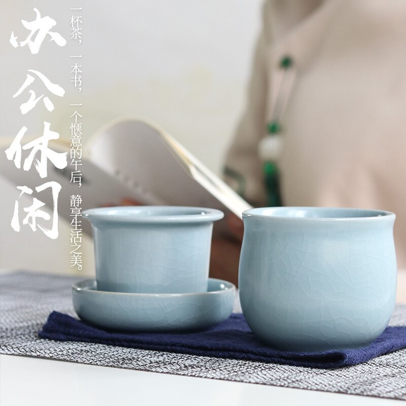 One Teapot One Tea Cup Single Person Simple Ru kiln Teaware Drinkware Chinese Bubble Tea Infuser Set For Friend