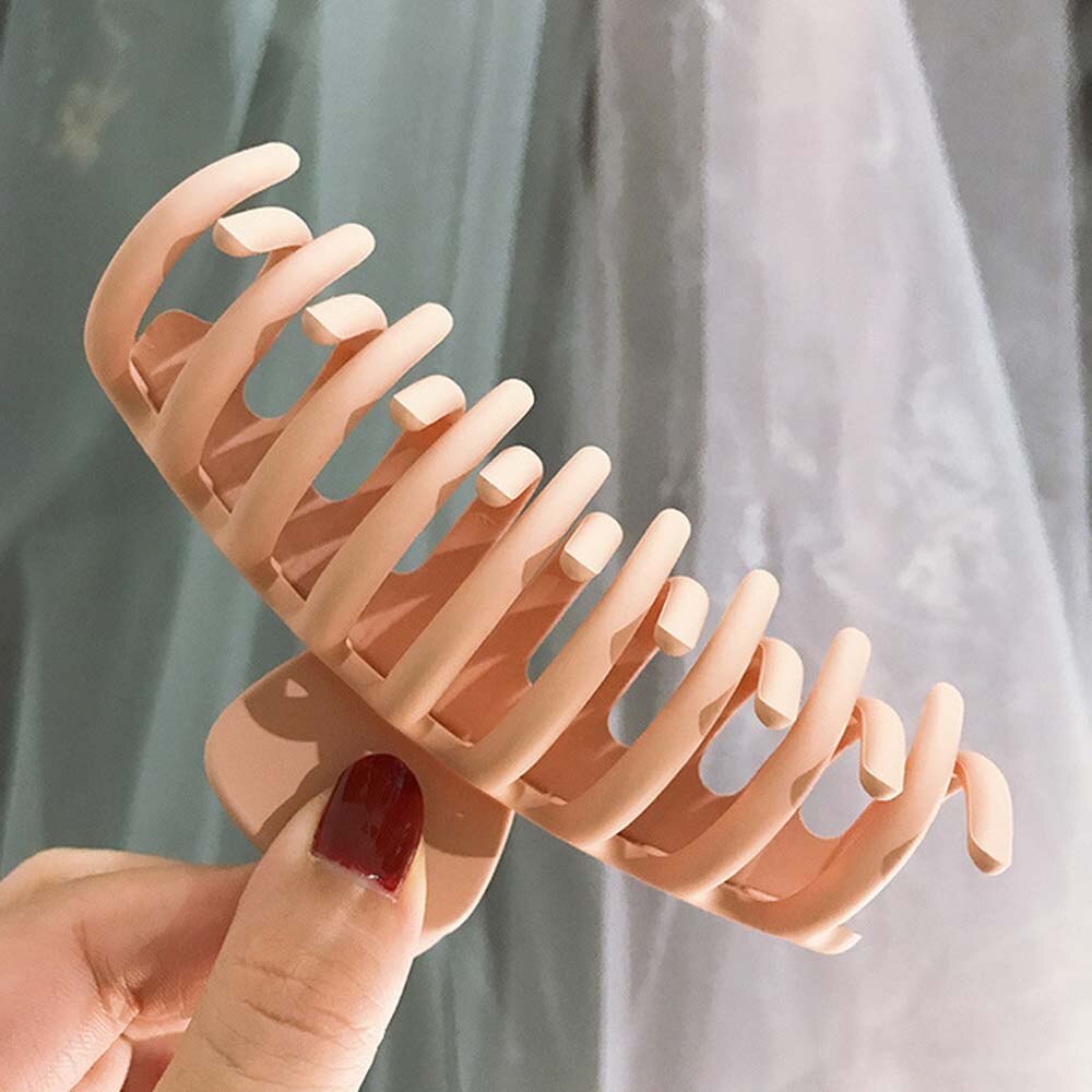 Klauw Clip Voor Vrouwen Stoere Zwarte Plastic Haar Klauw Grote Size Haar Klemmen Klauw Clip Krab Voor Haar accessoires: khaki