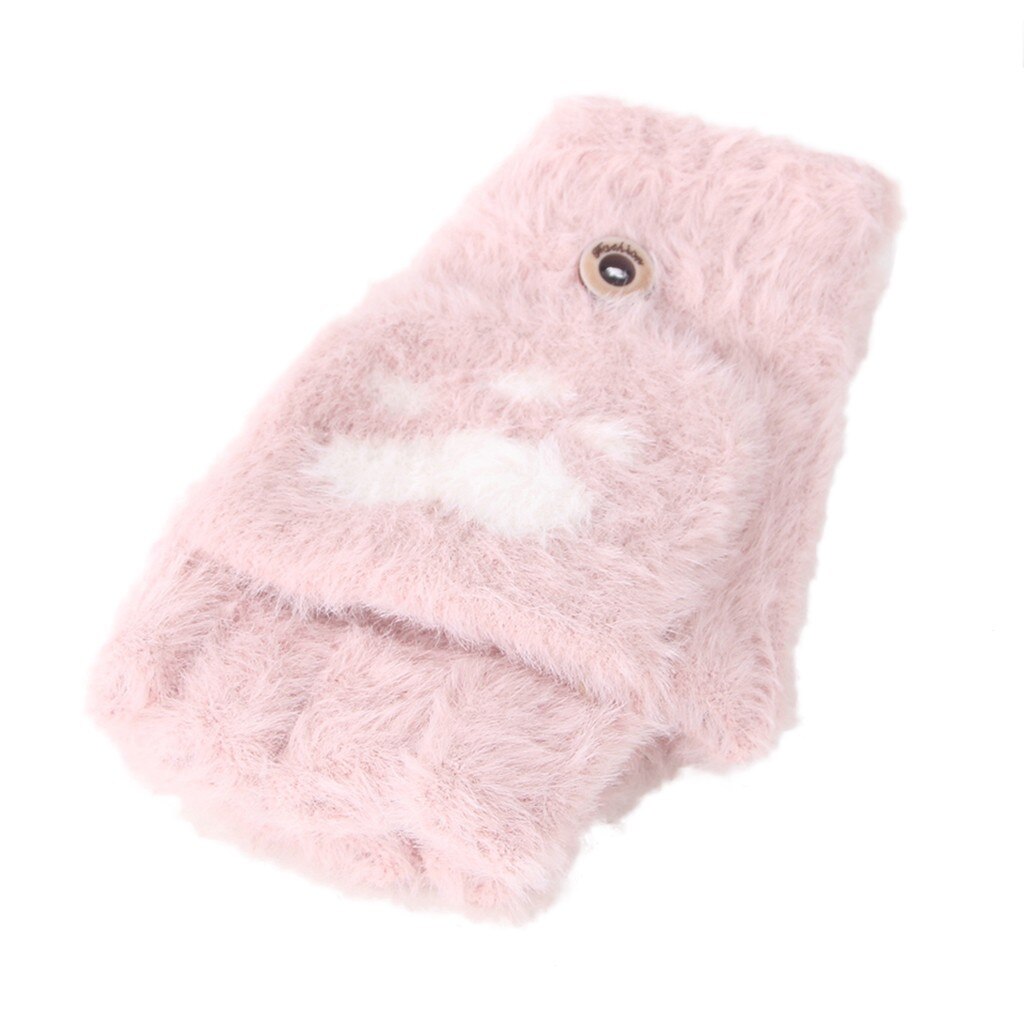 Baby Handschoenen Winter Jongens Meisjes Fleece Handschoenen Warm Houden Flip Wanten Handschoenen Voor Kids Liefde Footprint Kinderen Peuter 19Nov: Pink