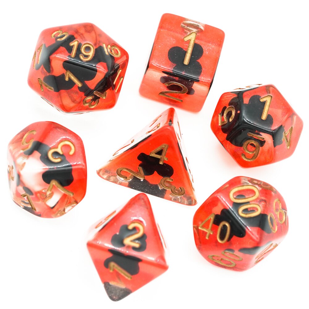 7 pçs/set dnd dados preenchido com terno de poker d & d dados polyhedral jogos conjunto de dados para jogos de mesa mtg rpg: Red with Club