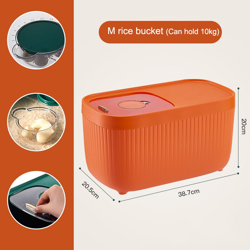 Keuken Container 15Kg Emmer Nano Insect-Proof Vochtbestendige Rijst Doos Graan Verzegelde Pot Thuis Opslag Huisdier hondenvoer Winkel Doos: M orange
