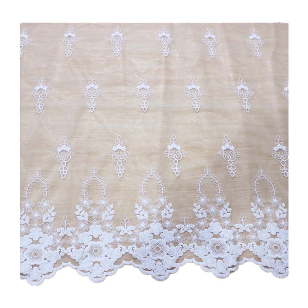 Tulle Fabric 1 Yard Ivory Set Yarn Mesh Embroidered Gauze Lace Wedding Dress Skirt Sewing Material 53"wide M4F122AM