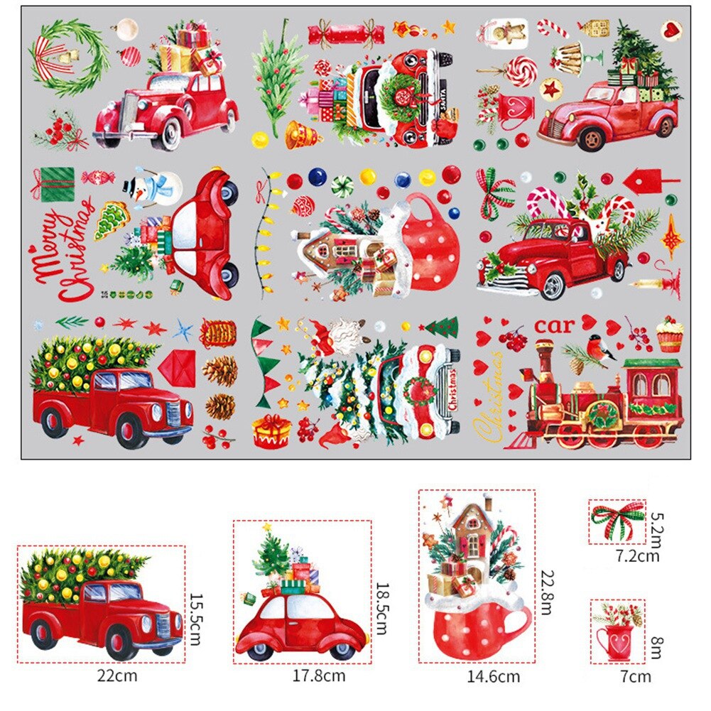 Christmas Window Clings Decorations Xmas Snowflake Window Sticker Santa Claus Snowman Window Decals For Christmas Party
